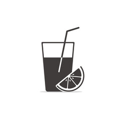 Orange juice fruit glass icon, Vector drink symbol isolated illustration