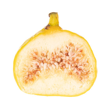 Single Half Of Yellow Fig Isolated On White