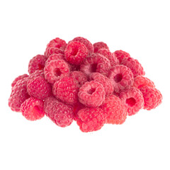 heap of raspberries isolated on white background