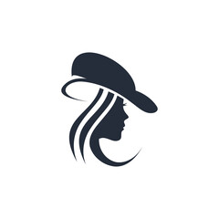fashion beauty women with hat logo vector art design template