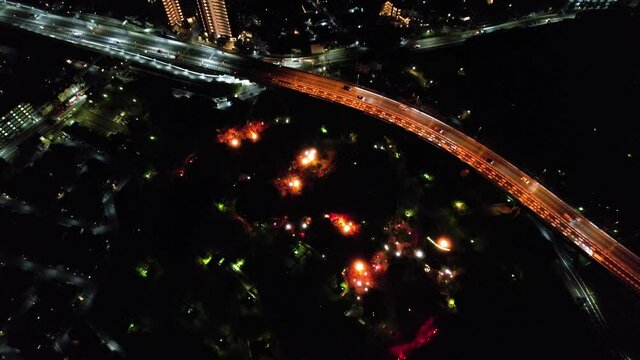 須磨離宮公園上空を空撮　夜景