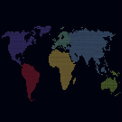 Fototapeta premium Dotted color world map vector 