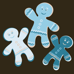 Illustration a square background - a gingerbread man, a festive curly cookie. Design element