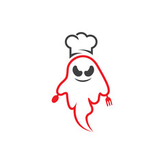 ghost chef logo, ghost restaurant logo, ghost kitchen logo design free vector template