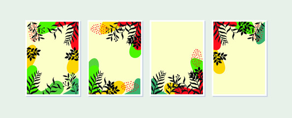 Abstract Plant Art design for print, cover, wallpaper, minimal wall art and natural. Set 4 illustration botanical abstract wall arts vector collection. 