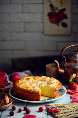 Apples and rice cake.selective focus.