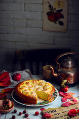 Apples and rice cake.selective focus.