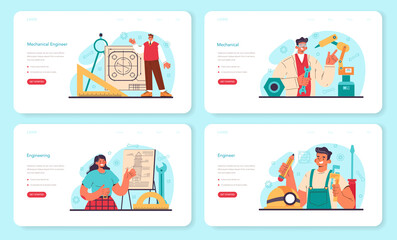 Engineer web banner or landing page set. Technology specialist.