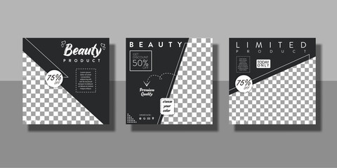 set of beauty product promotion sale social media post or flyer template