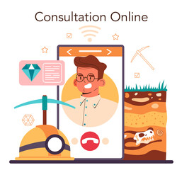 Geology online service or platform. Scientist study structure, evolution