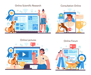 Dog handler online service or platform set. Training exercise