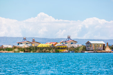 Floating Uros Islands on Lake Titicaca in Peru