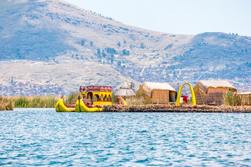 Floating Uros Islands on Lake Titicaca in Peru