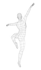 Wireframe ballerina in dance pose