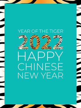 2022 Year of the tiger. Happy Chinese New Year creative cover, poster, background, card  design. Vector illustration