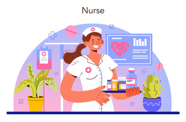 Nurse. Medical assistant, hospital worker taking care of patient.
