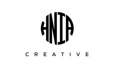 Letters HNIA creative circle logo design vector, 4 letters logo