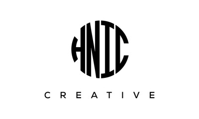 Letters HNIC creative circle logo design vector, 4 letters logo