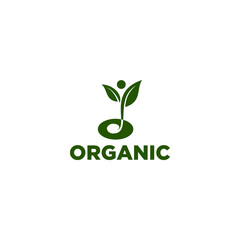 Plant people organic logo design vector graphic