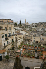 Obraz premium View of Matera, an ancient city built into the rock. It is located in the Basilicata region, Italy.