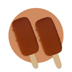 ice cream stick chocolate 3d rendering illustration