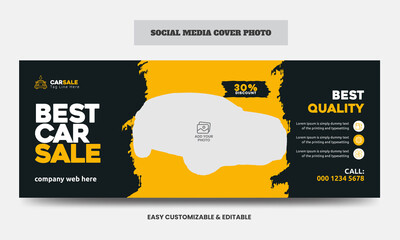 Fototapeta premium Car sale social media cover photo design template. Car sale service social media web banner