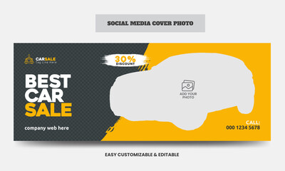 Car sale social media cover photo design template. Car sale service social media web banner