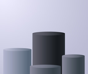 3d realistic vector podium stage monochrome themed for product presentation