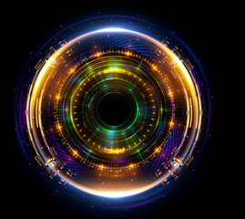 Vivid abstract background. Beautiful swirl trail effect frame.  .Mystical portal. Bright sphere lens. Rotating lines. Glow ring. .Magic  ball. Led spiral. Glint lines. Focus place. Illusory flash.