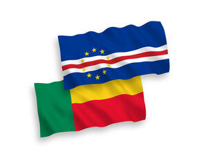 Flags of Republic of Cabo Verde and Benin on a white background