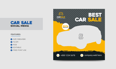 Car Sale Promotion Social Media Post Banner Design Template. Car Rental Service Social Media Ads Banner