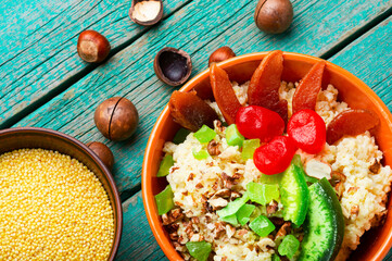 Barley porridge with candied fruits