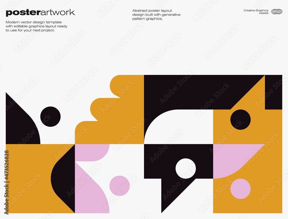 Poster neomodern poster design layout with abstract vector geometric shapes
