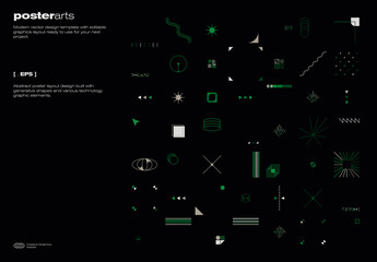 Brutalist Poster Design Template With Abstract Geometric Shapes