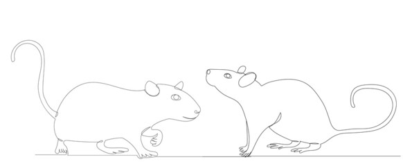 mouse, continuous line drawing, sketch, vector