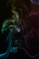 abstract colored smoke on black background