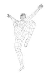 Fototapeta na wymiar Wireframe ballerina in dance pose
