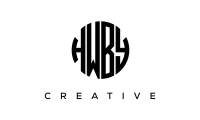 Letters HWBY creative circle logo design vector, 4 letters logo