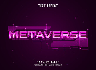 modern futuristic violet metaverse text effect with hologram panel