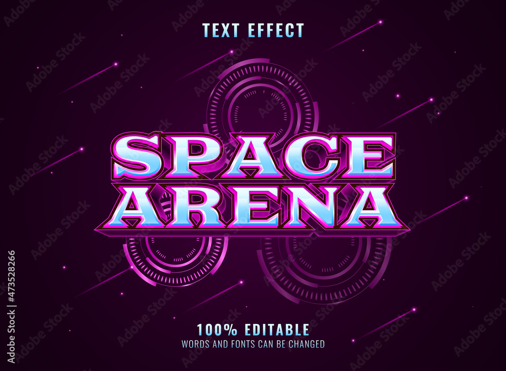 Poster modern futuristic space arena text effect with circle hologram frame