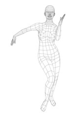Wireframe ballerina in dance pose