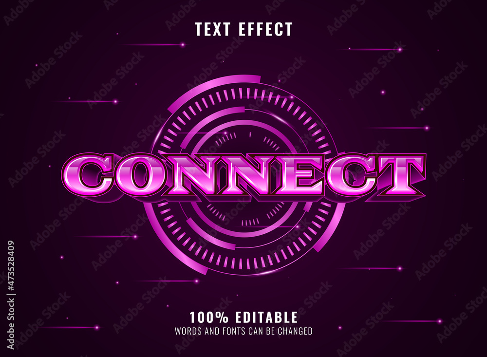 Poster modern futuristic violet connect text effect with circle hologram frame