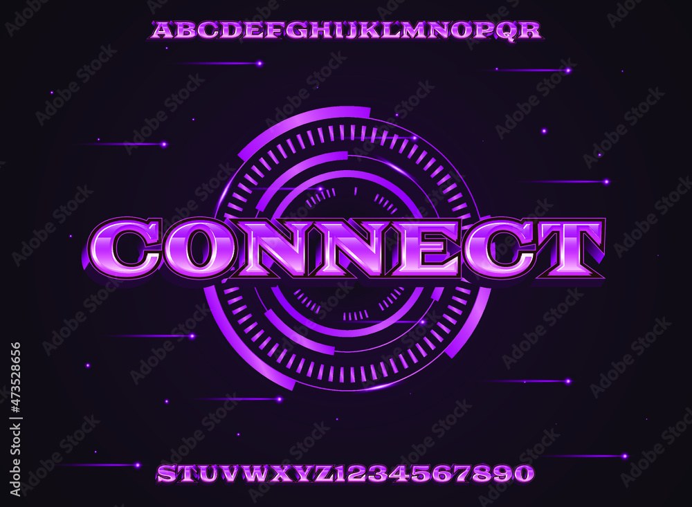 Poster modern futuristic violet connect text effect with circle hologram frame