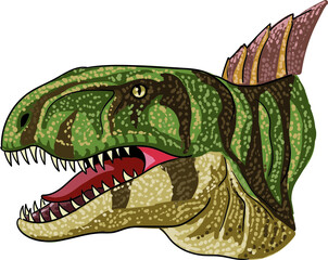 Drawing dimetrodon head, art.illustration, vector