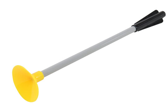 Toy bow arrow with yellow suction cup, on a white background, isolated image