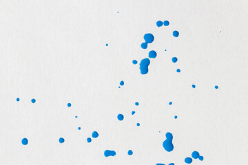 Attractive bright abstract background: small drops of blue varnish on a white surface