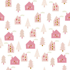 Fototapeta premium New Year Christmas background. Isolated, vector background. For greeting cards, fabric, or wrapping paper. Vector illustration
