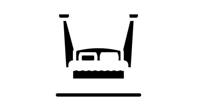 hanging bed furniture animated glyph icon hanging bed furniture sign. isolated on white background