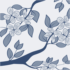 blue botanical pattern