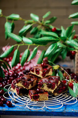 Obraz premium Bicolor cherry pie.style rustic. natural light